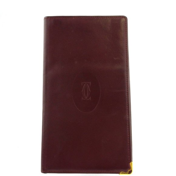 Cartier length wallet mast line Bordeaux leather Auth used C3891 - Picture 1 of 8
